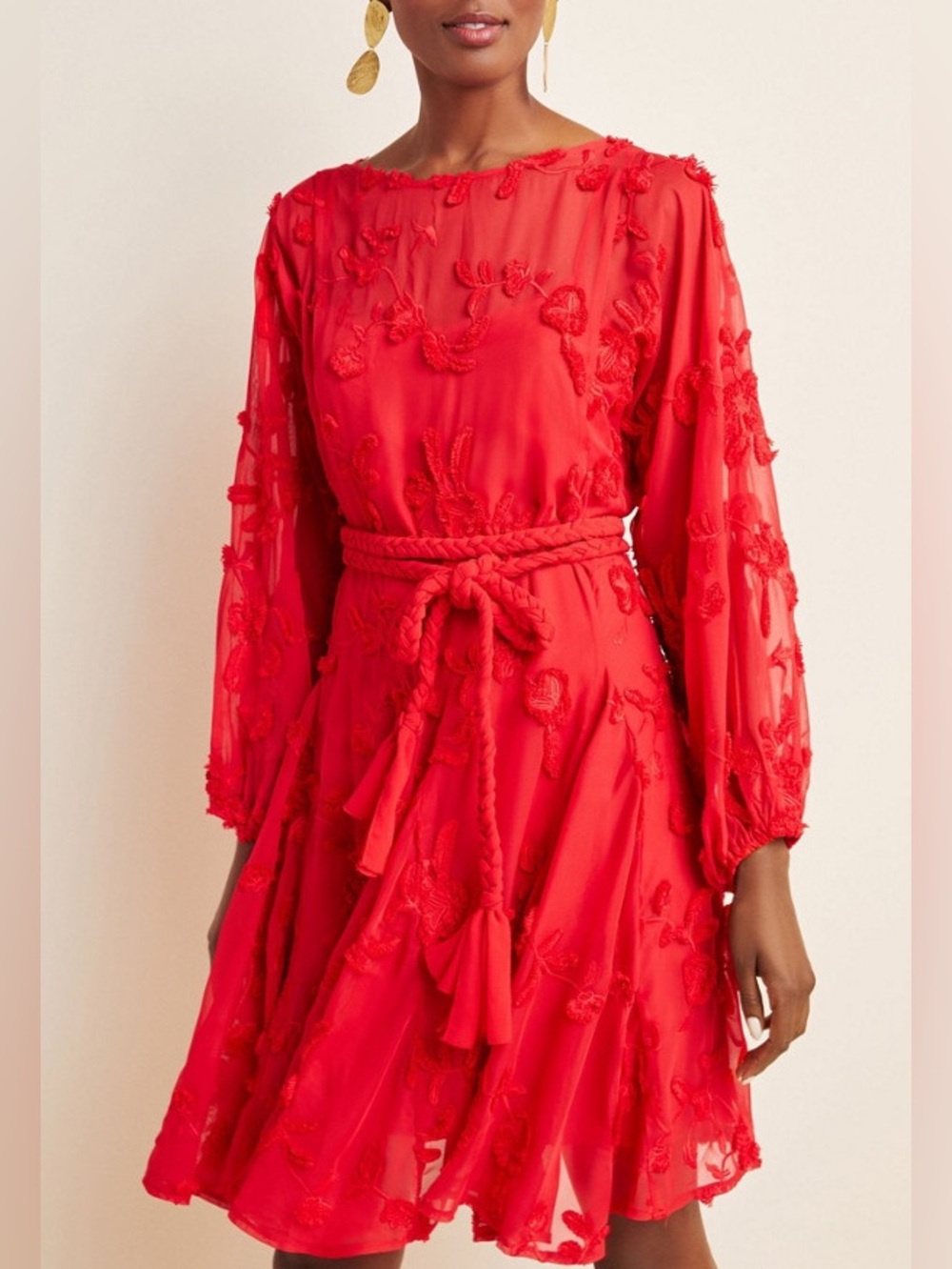 Anthropologie Mare Mare Red Amal Textured Mini Dress Size Large